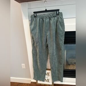 Women’s Corduroy Pants Sage Green elastic waist no tag size medium measurements
